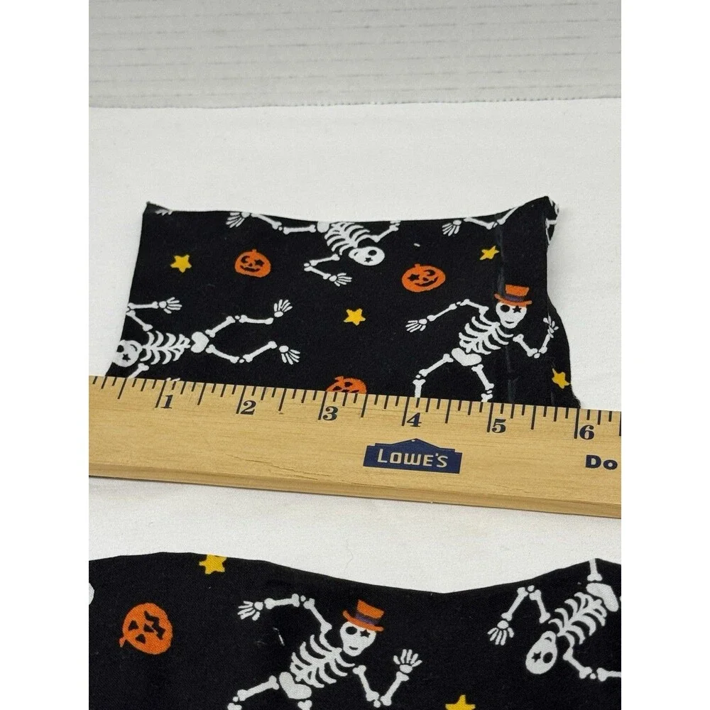 Halloween Cotton Fabric Pieces- Dancing Skeletons & Pumpkins on Black